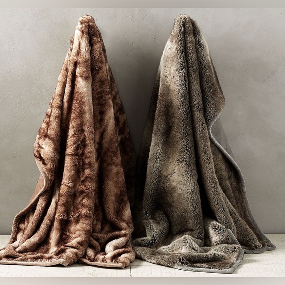Pottery Barn Other - Pottery Barn Faux Fur Throw Blanket 60x80 oversized EUC, grey ombré, Fall ready!